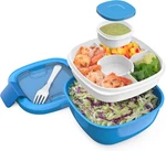Salad Container 54 Oz Bowl W/ 4-COMPARTMENT Toppings Tray Leak-proof Dressing. Fixed Price $23.23.