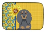 Carolines Treasures Summer Sunflower Longhair Blue Tan Dachshund Dish Drying Mat. Fixed Price $22.99.