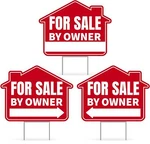3PC For Sale By Owner Sign With Stakes, 17 Inches 13 - Multicolor. Fixed Price $36.31.