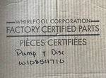 Whirlpool Dishwasher Pump With Sump W10854710. Fixed Price $65.00.