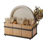 Ptsting Caddy Wood Utensil Holder Paper Plate Dispenser Silverware.... Fixed Price $52.57.
