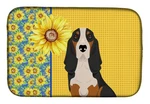 Carolines Treasures Summer Sunflower Black Tricolor Basset Hound Dish Drying Mat. Fixed Price $22.99.