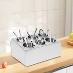 15*12*8IN 201 6-HOLE Stainless Steel Cylinder Flatware Silverware Utensil Holder. Fixed Price $54.10.