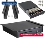 Volcora Cash Register Drawer With Under Counter Mounting Metal Bracket - 16" Bla. Fixed Price $118.04.