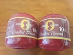Lot Of 2 Coats & Clark South Maid Crochet Thread Size 10 Victory Red Color. Fixed Price $9.99.
