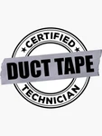 Construction, Hard Hat, Certified Duct Tape Tech, Funny Vinyl Die Cut Sticker. Fixed Price $5.99.