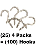 (25) National Mfg N348-433 Packs 3/4" Stainless Steel Screw Cup Hooks. Fixed Price $86.90.