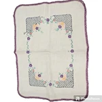 Vintage Flower Hand Stitched Linen Doily Candle Mat 17X22 Granny Cottage Core. Fixed Price $9.95.