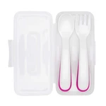 Oxo Tot Plastic Fork & Spoon Set With Travel Case- Pink 12M+. Fixed Price $7.99.