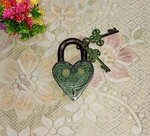 Heart Shaped With 02 Keys Brass Flower Design Door Safety Padlock CA580. Fixed Price $135.00.