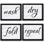 4 Pieces Funny Laundry Signs Wash, Dry, Fold, Repeat Room .... Fixed Price $41.77.