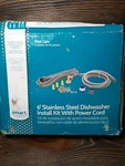 6' Feet Stainless Steel Dishwasher Installation Kit W/ 3 Wire 120V Power Cord. Fixed Price $12.00.
