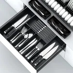 Bamboo Drawer Organizer Kitchen, Divider For Flatware (black). Fixed Price $39.99.