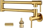 Pot Filler Faucet Solid Brass Made, Aleasha Brushed Gold Kitchen Sink. Fixed Price $174.98.