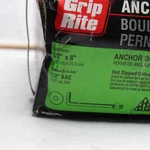 15 Pieces Grip Rite Anchor Bolt 1/2" X 8" With Nut & Square Washers. Fixed Price $28.00.