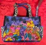 Burch Laurel's Garden Cats Flowers Medium Tote Purse Bright Multi-colors. Fixed Price $30.60.