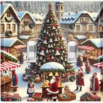 Metal Light Switch Outlet Cover Wall Plate Santa Christmas Village Town SAN137. Fixed Price $16.19.