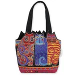 Feline Friends Cat Laurel Burch Small Canvas Cutout Purse Tote Handbag. Fixed Price $33.99.