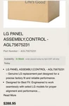 Oem Lg Panel Assembly Control AGL75675231. Fixed Price $179.99.