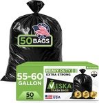 Veska Gallon Trash Bags Heavy Duty, (value-pack 50 Count W/ties) 55-60. Fixed Price $62.99.