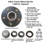 Uriah Products UW000154 Hub Kit (5 Bolt On 4.5 1,250 Lb Cap BT8 Spindle). Fixed Price $61.39.
