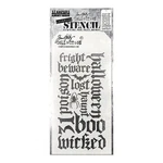 Stampers Anonymous Layering Stencil - Halloween Script, THS063 By: Tim Holtz. Fixed Price $6.29.