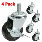 4X 3" Inch Heavy Duty Rubber Casters Safety Brake Wheels For Wire Shelving Rack. Fixed Price $18.99.