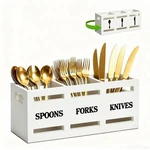 Kitchen Utensil Holder Wooden Cutlery Black Silverware Caddy C.... Fixed Price $26.47.