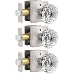 Orger Vintage Crystal Octagon Privacy Door Knobs - Satin Nickel, 3 Pack. Fixed Price $65.40.