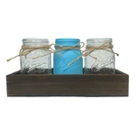 Painted Mason Jars Flatware Caddy Decor Centerpiece Home Blue White Tray. Fixed Price $20.00.