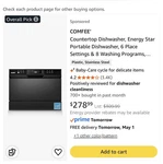 Comfee' Countertop Dishwasher 6 Place Settings Black Display Screen. Fixed Price $150.00.