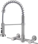 Bzoosiu 8 Wall-mount Kitchen Faucet With Pull-down Sprayer (brushed Nickel). Fixed Price $44.80.