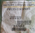 Whirlpool Dishwasher Door Strike - Oem Pt. No. WP8574157 New/sealed. Fixed Price $24.99.