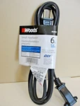 Coleman Cable Woods Small Appliance 6 Ft. Medium Duty Black Cord, # 0292 *new*. Fixed Price $10.95.
