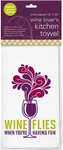 " Wine Flies Having Fun Embroidered Waffle Kitchen Dish Towel -chris'x Stuff. Fixed Price $9.25.