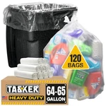 Tasker 64-65 Gallon Clear Trash Bags, Recycling (huge 120 Count) 60 Gallo.... Fixed Price $77.52.