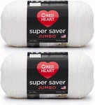 Red Heart Super Saver Jumbo White Yarn - 2 Pack Of 396G/14OZ Acrylic Me.... Fixed Price $26.24.