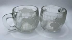 2 Pack - Vintage 1970'S Nestle Clear Glass Globe World Cup Mug Coffee Tea. Fixed Price $15.00.