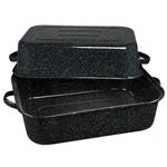 21 Inch Speckled Black Roasting Pan With Lid Dishwasher Safe American Made. Fixed Price $102.74.