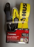Husky Heavy Duty Ratchet Tie Down Double J Hook And Flat 27FT 3333LB. Fixed Price $30.00.