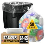 65 Gallon Heavy Duty Clear Trash Bags Megapack 50 Ties 64 Extra Large Recycl. Fixed Price $71.21.