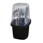 Cutlery And Utensil Holder Covered Plastic Caddy Organizer With Top Black. Fixed Price $32.91.