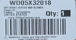 WD05X32018 New Ge Dishwasher Dry Boost Heater & Blower 265D3382. Fixed Price $66.79.