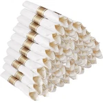 Goodluck 50 Pack Pre Rolled Gold Glitter Plastic Silverware, Wrapped Cutlery .... Fixed Price $40.52.