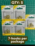 5-PACK Lot 7/PC National Hardware N118-711 Brass Small Screw Eye Hooks 15/16". Fixed Price $16.88.