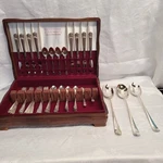 50 Piece Eternally Yours 1847 Rogers Bros Silverware Set + 3 Serving Utensils. Fixed Price $350.00.