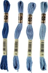 6-STRAND Embroidery Cotton Bundle Delft Blue Color Family 4 Skeins Of Thread. Fixed Price $25.00.