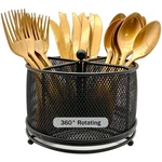 Dysanvica 360 Rotating Metal Utensil Caddy - 4 Compartment Silverware Cutl. Fixed Price $28.68.