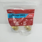 Ace Dishwasher Elbow Brass 3/8" X 3/4" #4520961. Fixed Price $9.75.