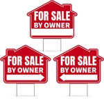 3PC For Sale By Owner Sign With Stakes, 17 Inches 13 - Double Sided. Fixed Price $29.30.